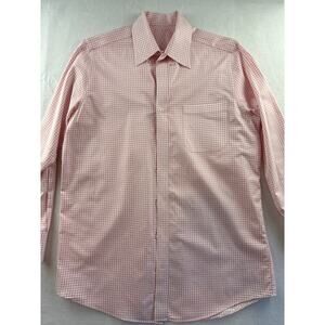 Men’s JWM J.Hillburn Pink Checkered Cotton Dress Shirt L-XL